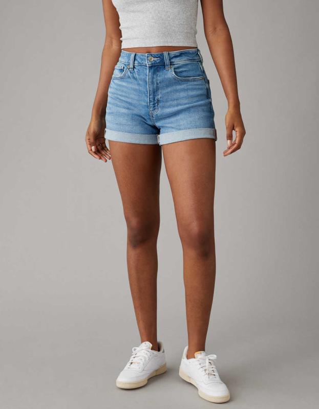 AE Stretch Denim Mom Short - Medium Tinted Indigo, 0 