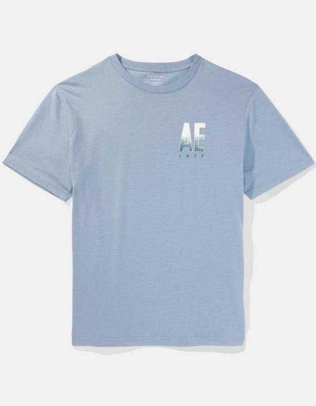 AE Elevated Logo Graphic T-Shirt - Ice Blue, S 