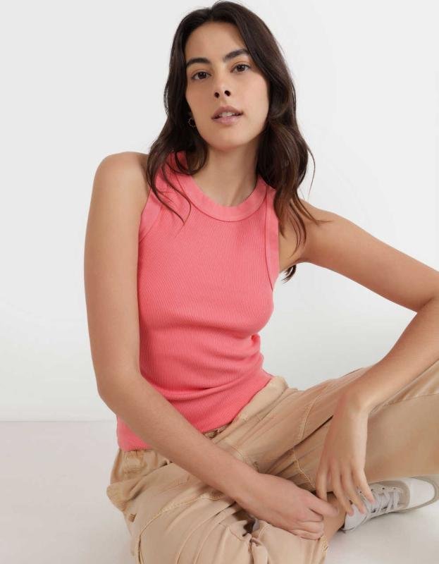 Aerie High Neck Tank Top - Spicy Coral, L 