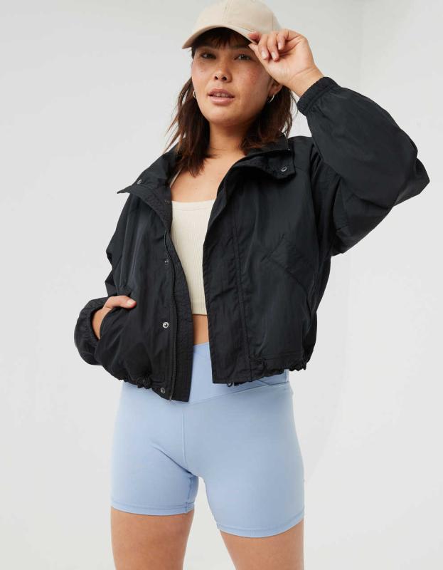OFFLINE By Aerie Nylon Full Zip - True Black, XXS 