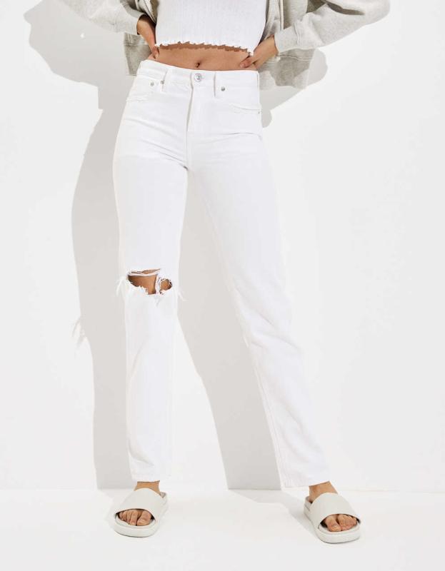 AE Ripped '90s Straight Jean - Cool White, 8 