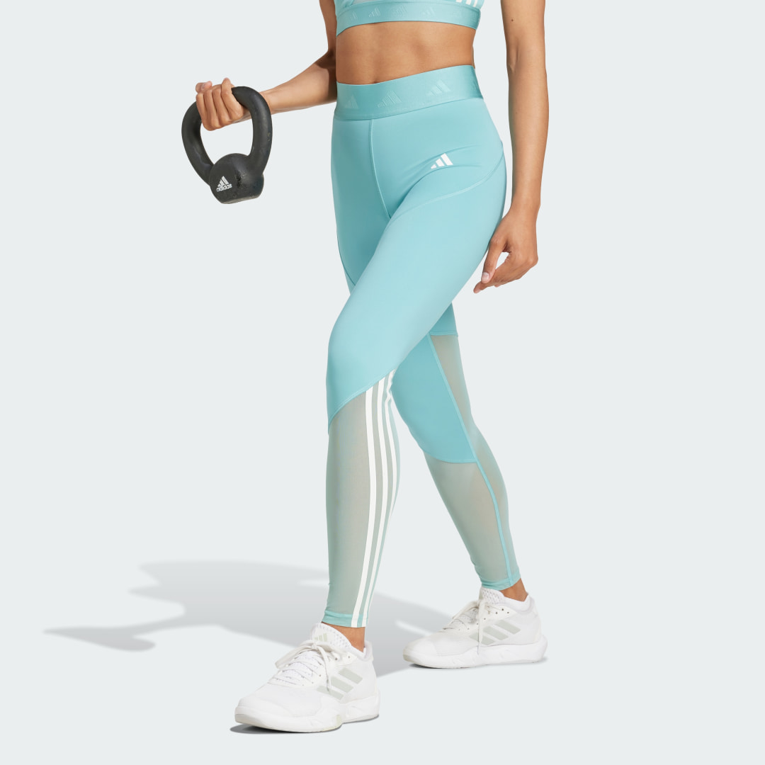 adidas Hyperglam Full-Length Leggings Training M Women Green Ton / White