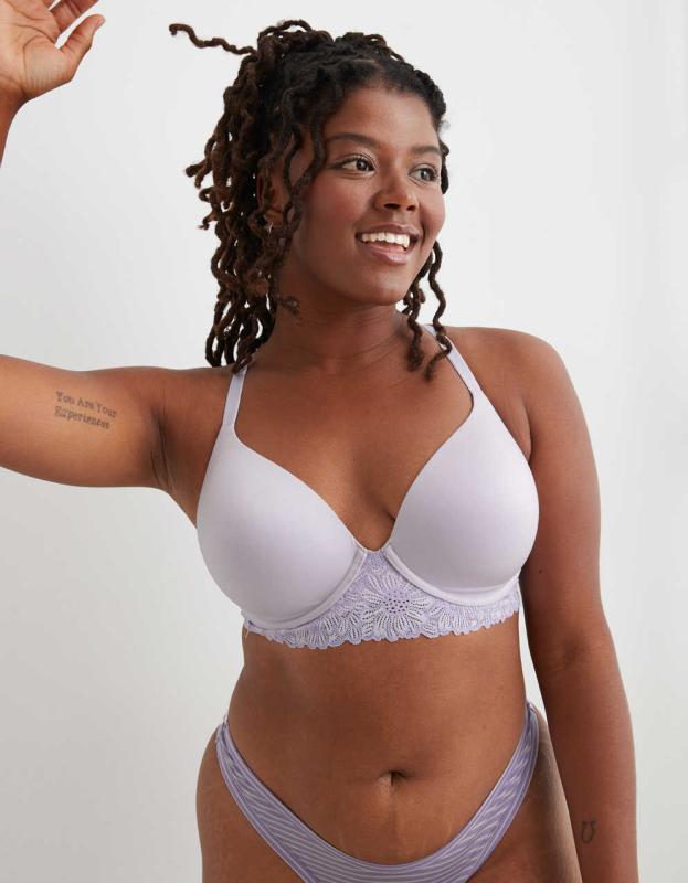 Sunnie Bloom Lace Trim Full Coverage Lightly Lined Bra - Lavender Dawn, 36C 