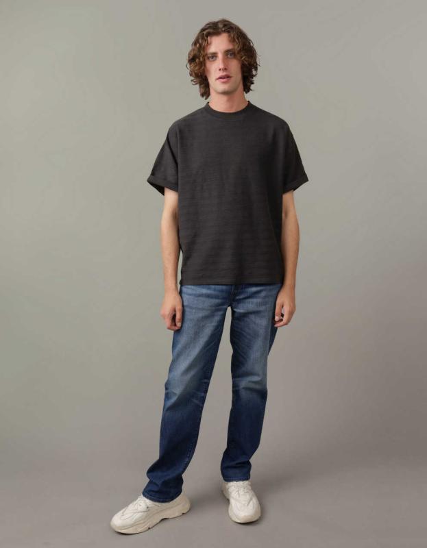 AE Textured Striped Oversized T-Shirt - Dusted Slate, XL 