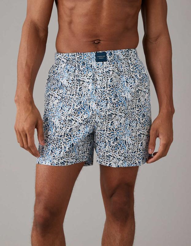 AEO Floral Stretch Boxer Short - Light Blue, XS 