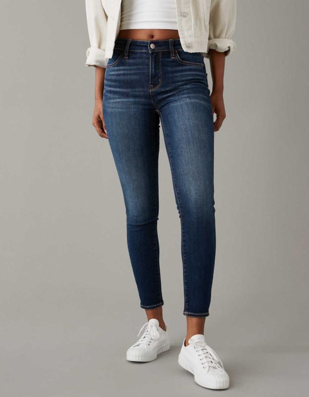 AE Next Level High-Waisted Jegging Crop - Dark Rich Indigo, 6 