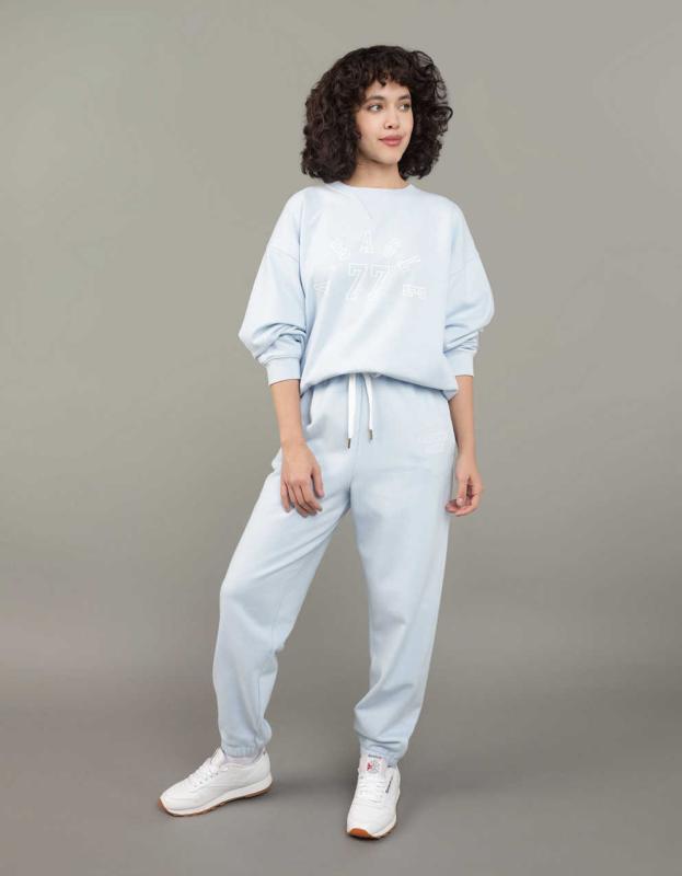 AE Graphic Crew Neck Sweatshirt - Light Blue, XL 