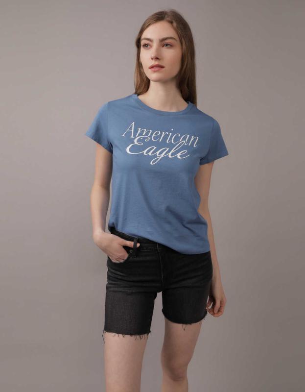 AE Crew Neck Tee - Indigo, S 