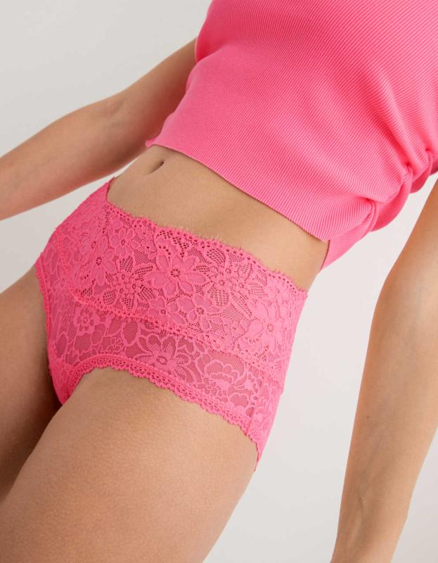 Show Off Eyelash Lace Boybrief Underwear - Coral Sun, L 