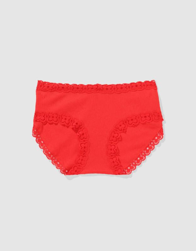 Superchill Cotton Cozy Lace Boybrief Underwear - Holiday Red, XS 