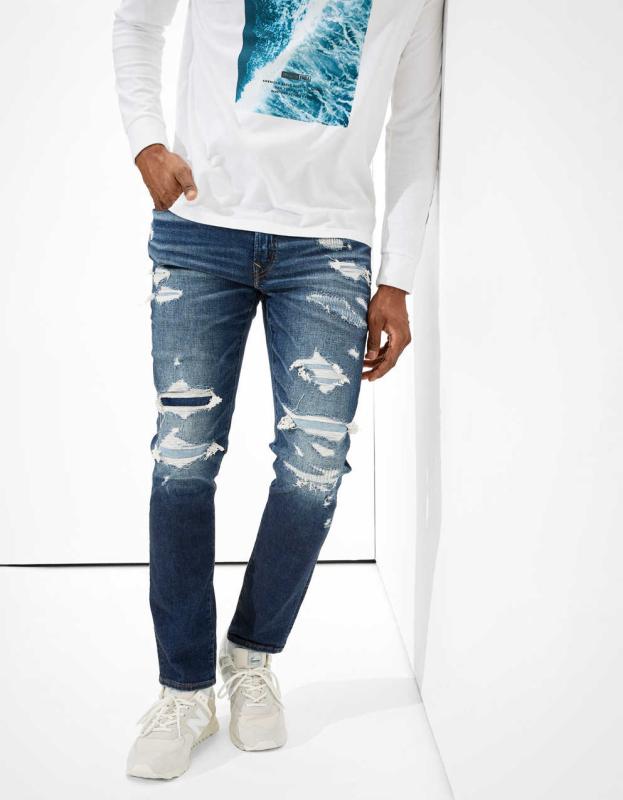 AE AirFlex+ Clean Tech Patched Slim Jean - Emotional Blue, 28W x 30L 