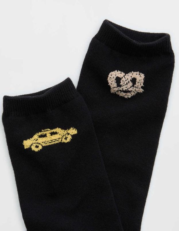 Aerie Graphic Crew Socks - Black Magic, One Size 
