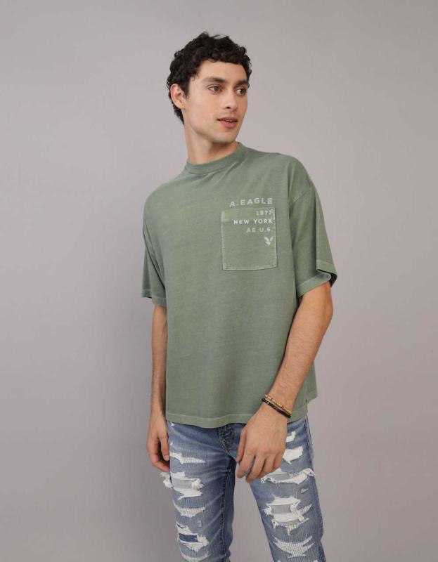 AE Short Sleeve Graphic T-Shirt - Olive, L 