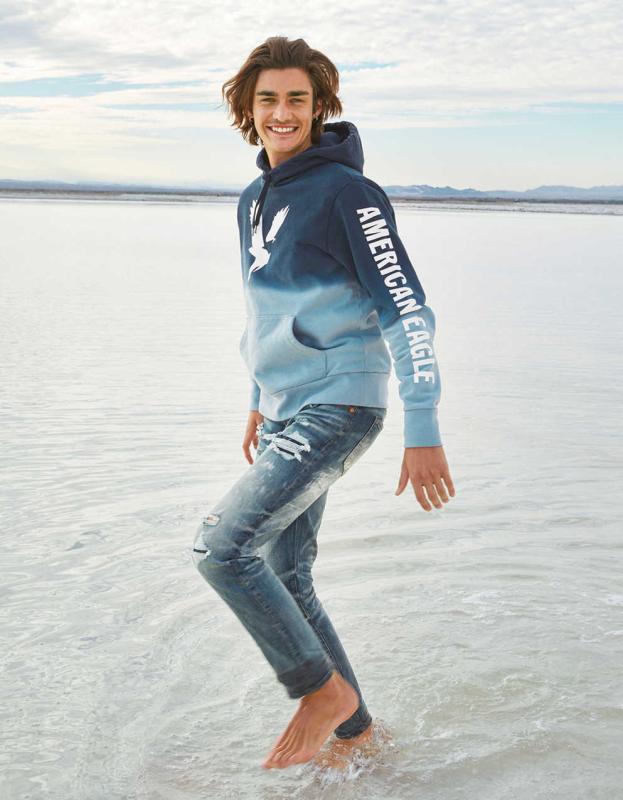 AE AirFlex+ Temp Tech Patched Skinny Jean - Indigo Fray, 31 X 30 