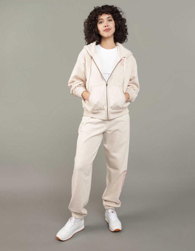 AE Heritage Zip-Up Hoodie - Oatmeal Heather, XS 