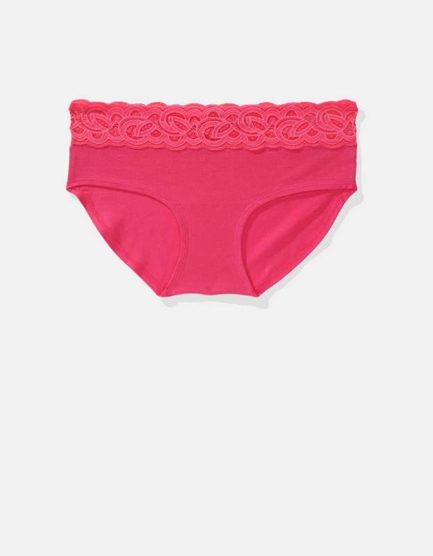 Superchill Cotton Rooftop Garden Lace Boybrief Underwear - Fuchsia Pink, M 