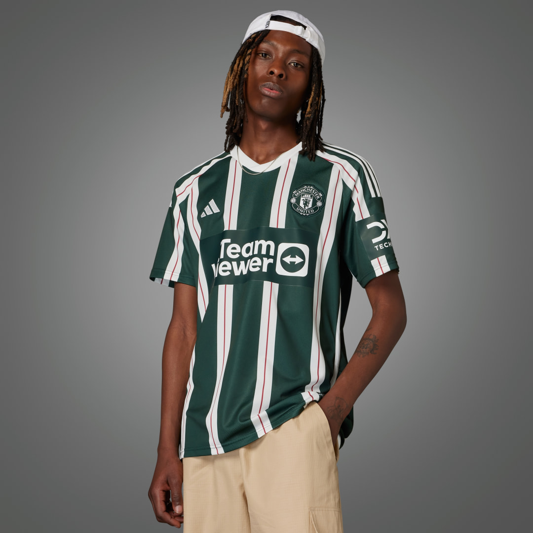 adidas Manchester United 23/24 Away Jersey Football S Men Green / White / Active Maroon