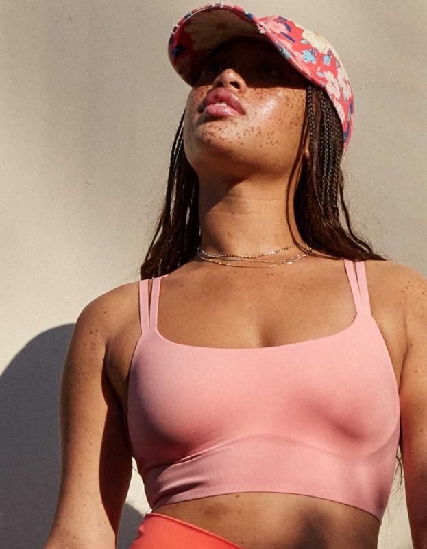 OFFLINE By Aerie Real Me Hold Up! Sports Bra - Pink Tint, S 