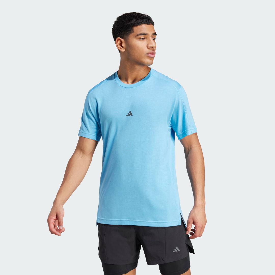 adidas Yoga Premium Training Tee Training XS,S,M,L,XL,2XL,3XL,4XL,A/2XS,A/XS,A/S,A/M,A/L,A/XL,A/2XL,A/3XL,A/4XL Men Semi Blue Burst