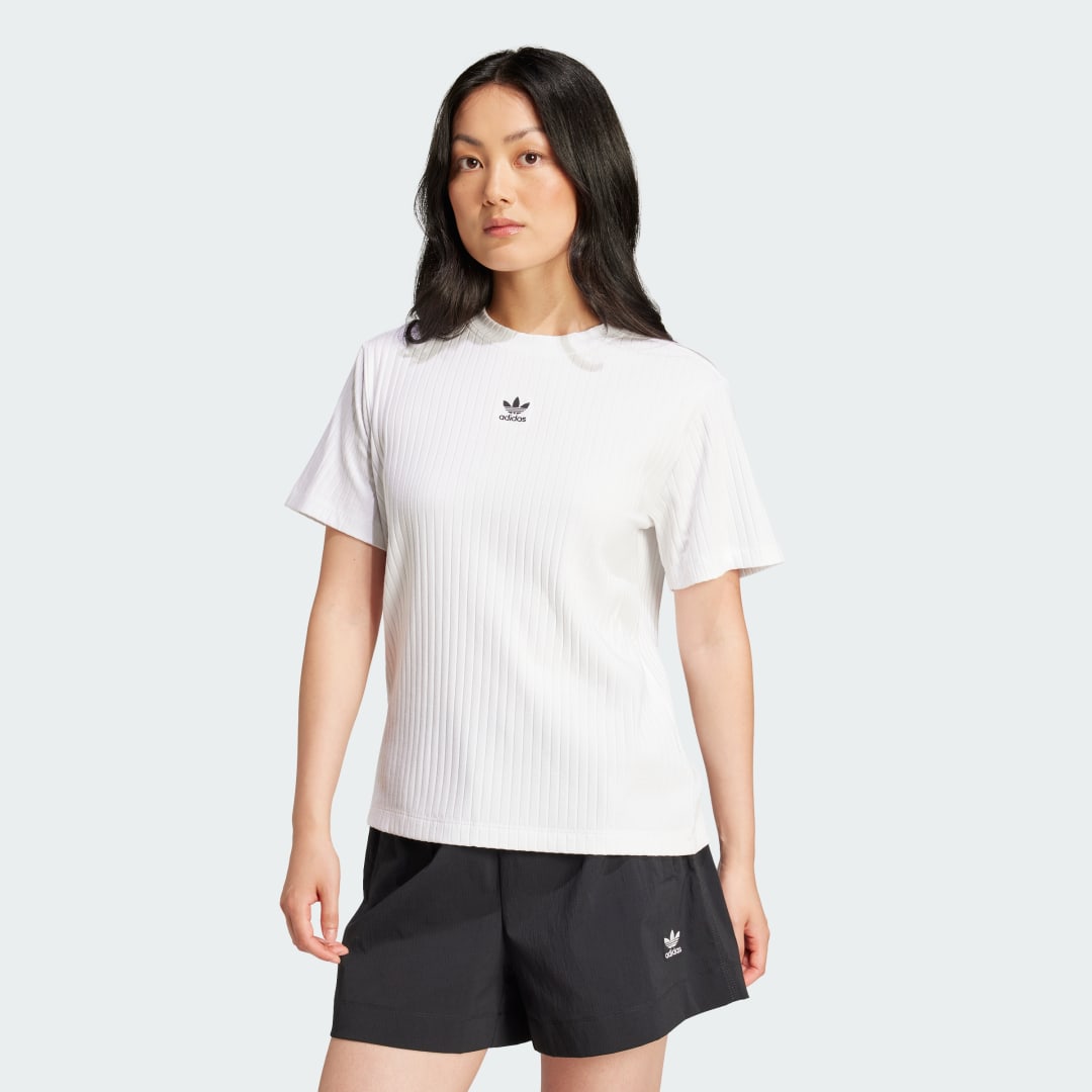 adidas Essentials Wide Rib Tee Lifestyle 2XS,XS,S,M,L,XL,2XL,A/2XS,A/XS,A/S,A/M,A/L,A/XL,A2XL Women White