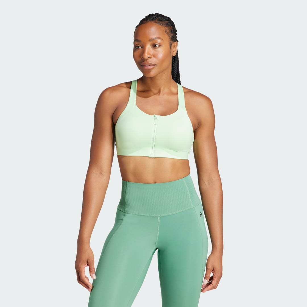 adidas TLRD Impact Luxe High-Support Zip Bra Training 65D Women Semi Green Spark