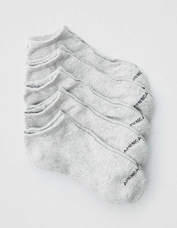 AEO Low Cut Socks 5-Pack - Charcoal, One Size 