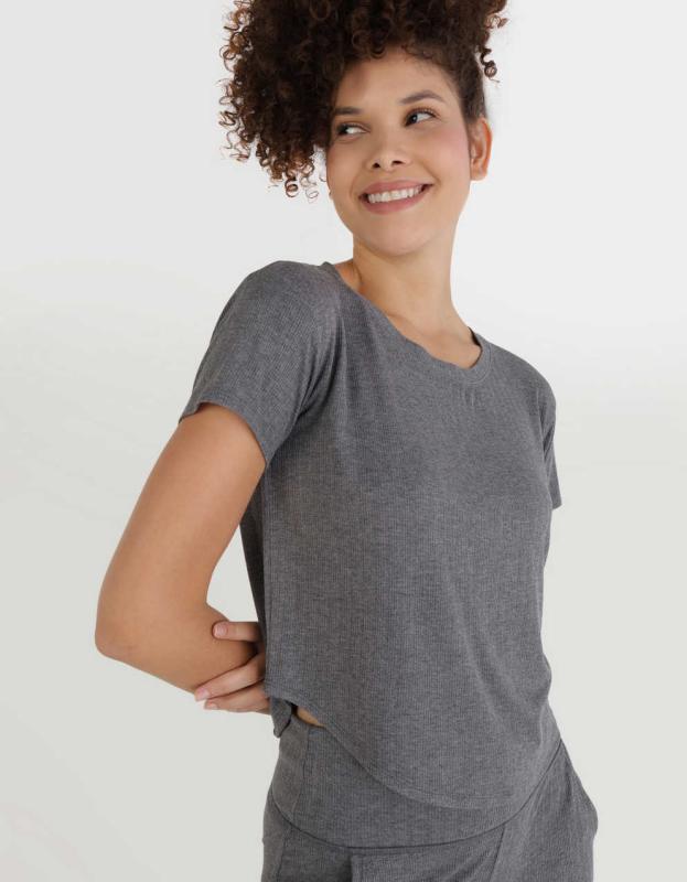 Aerie Real Soft® Ribbed Sleep Tee - Iron Heather, XXS 