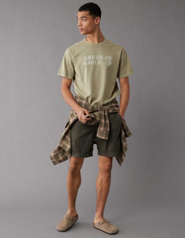 AE Logo Graphic T-Shirt - Olive, M 