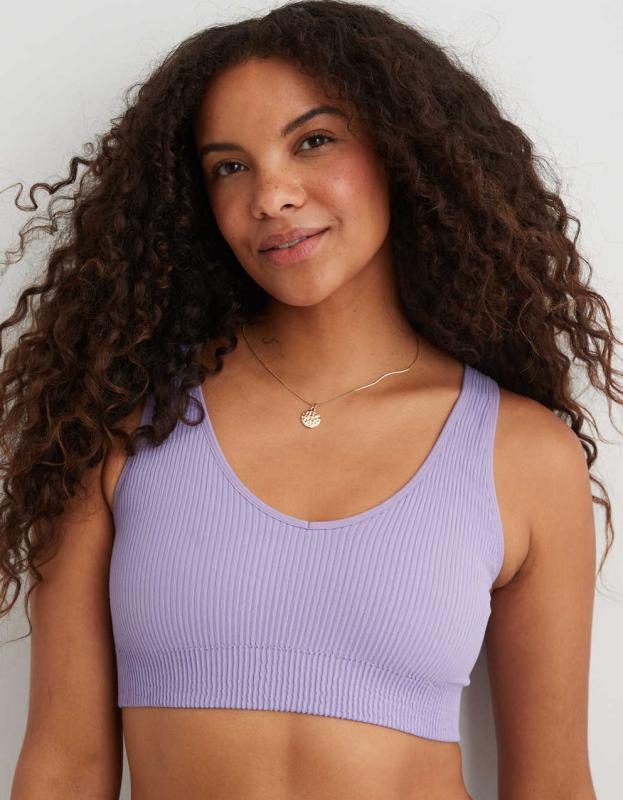 Superchill Seamless Padded Voop Bralette - Purple Wash, L 