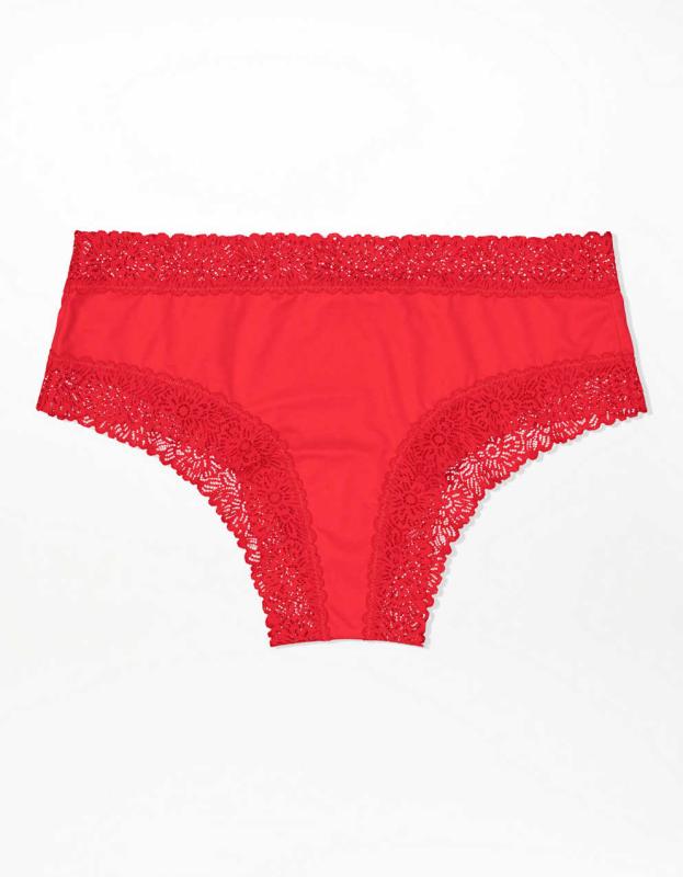 Aerie Sunnie Blossom Lace Cheeky Underwear - Chilly Red, S 