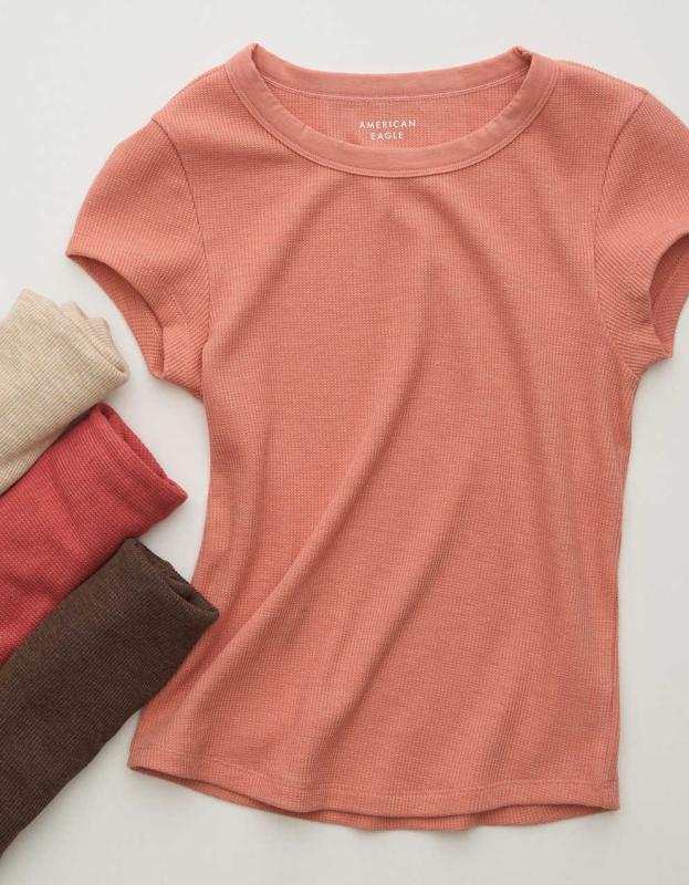 AE Hey Baby Waffle T-Shirt - Just Rosey, XXS 