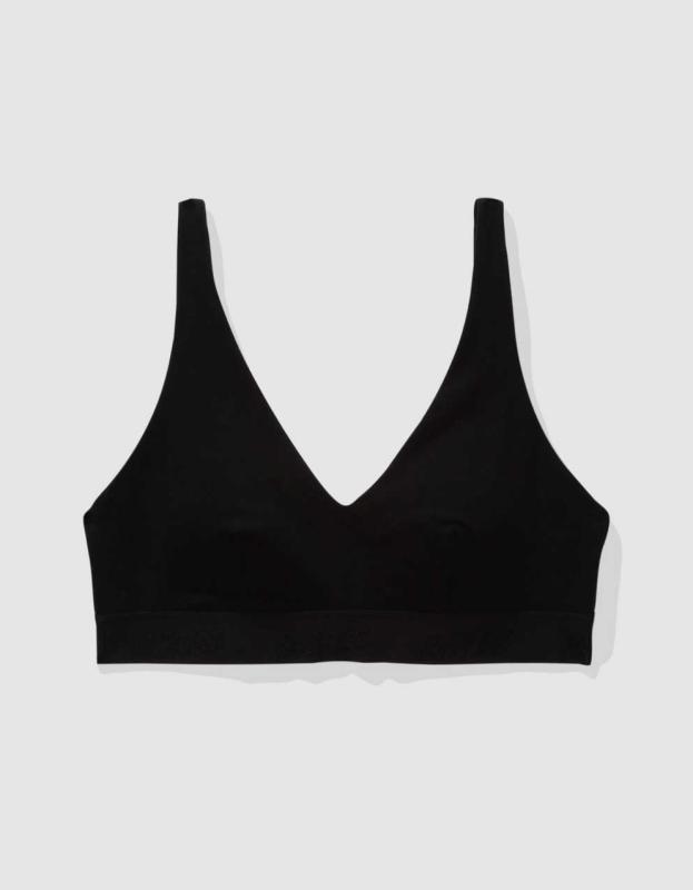 Superchill Cotton Padded Plunge Bralette - True Black, M 