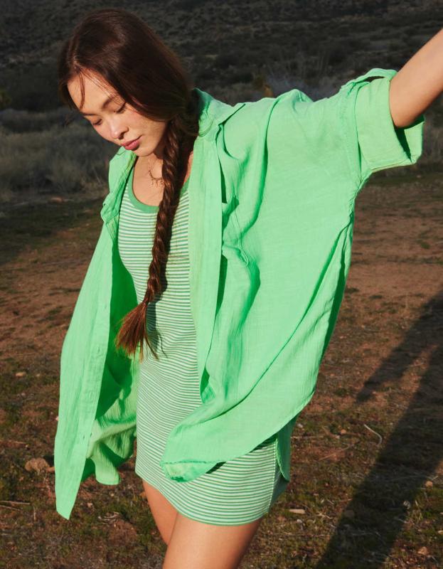 AE Go Big Oversized Shirt - Bright Green, L 
