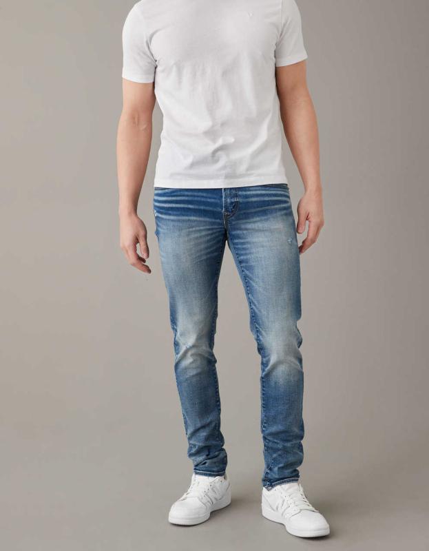 AE AirFlex+ Distressed Skinny Jean - Blue Tides, 30W x 32L 