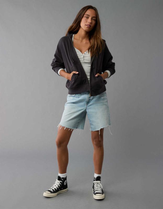 AE Fleece Zip Up Hoodie - Black, XL 