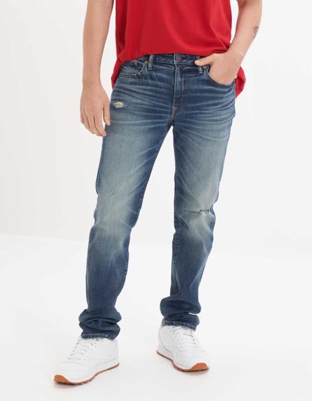 AE AirFlex+ Slim Straight Jean - Medium Tinted Indigo, 38W x 32L 