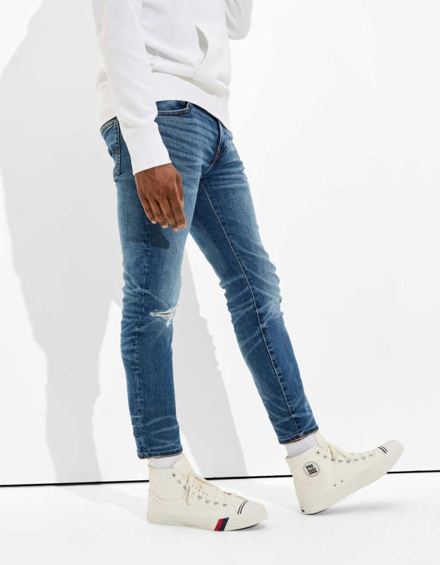 AE AirFlex+ Ripped Skinny Cropped Jean - Blue Daylight, 33 X 30 