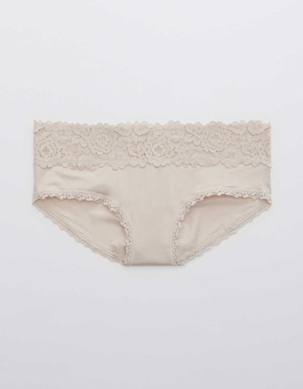 Aerie Bluegrass Lace Shine Boybrief Underwear - Soft Satin, XS 