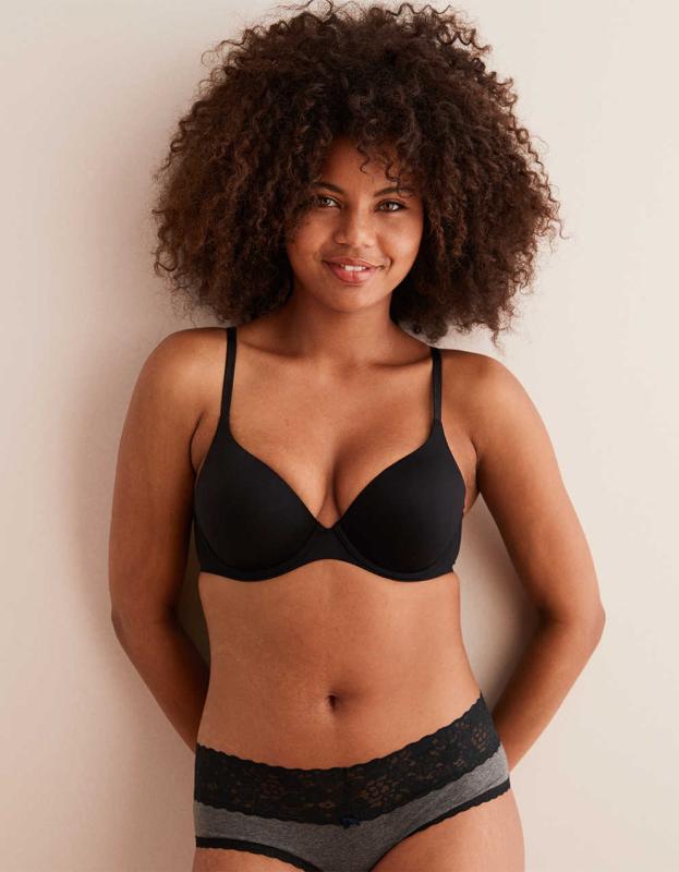Aerie Real Sunnie Full Coverage Lightly Lined Bra - True Black, 75D 