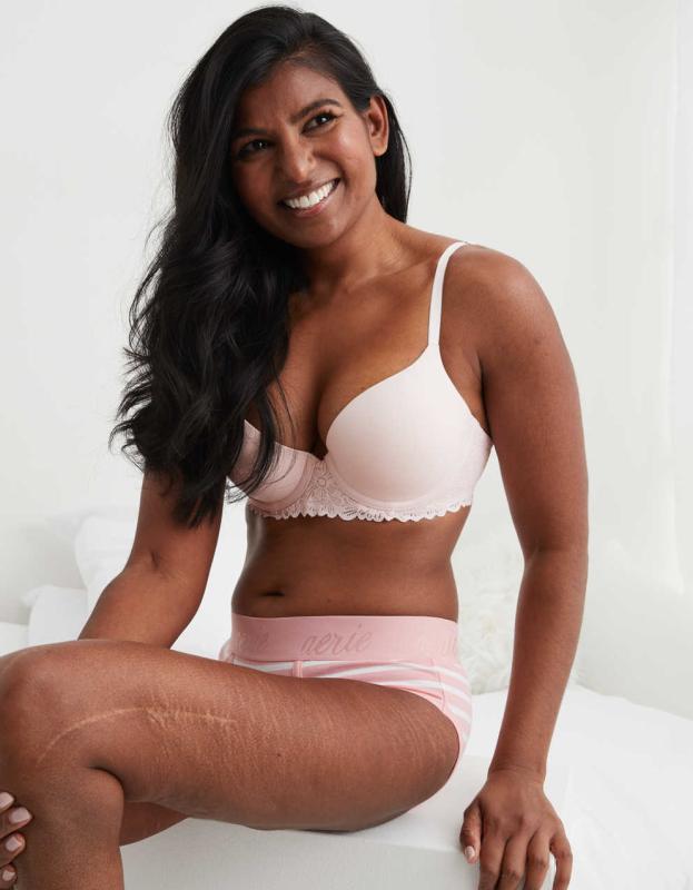 Aerie Real Sunnie Demi Push Up Bra - Ballet Pink, 70C 