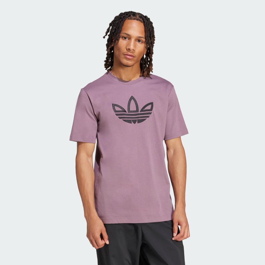 adidas Outlined Trefoil Tee Lifestyle XS Men Shadow Fig