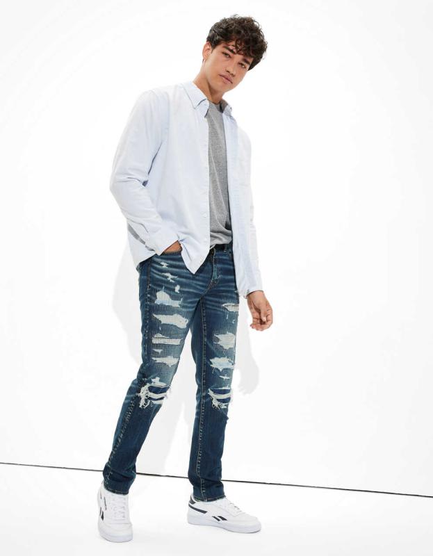 AE AirFlex 360 Patched Slim Jean - Patched And Stitches, 36 X 32 