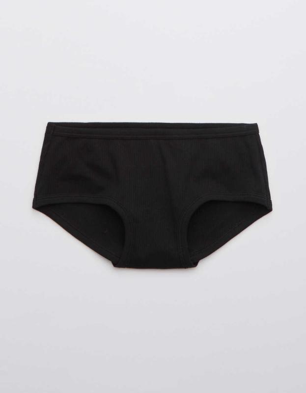 Superchill Ribbed Cotton Boybrief Underwear - True Black, S 