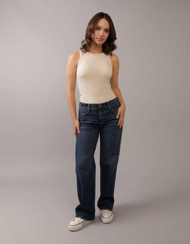 AE Stretch High-Waisted Stovepipe Jean - Hi-Low Indigo, 12 