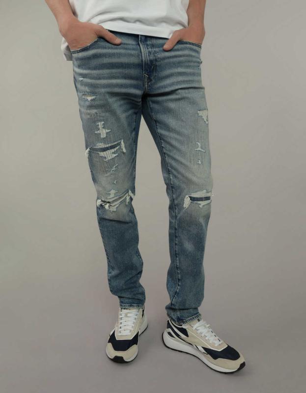 AE AirFlex+ Athletic Skinny Patched Jean - Medium Repair Crackle, 29W x 30L 