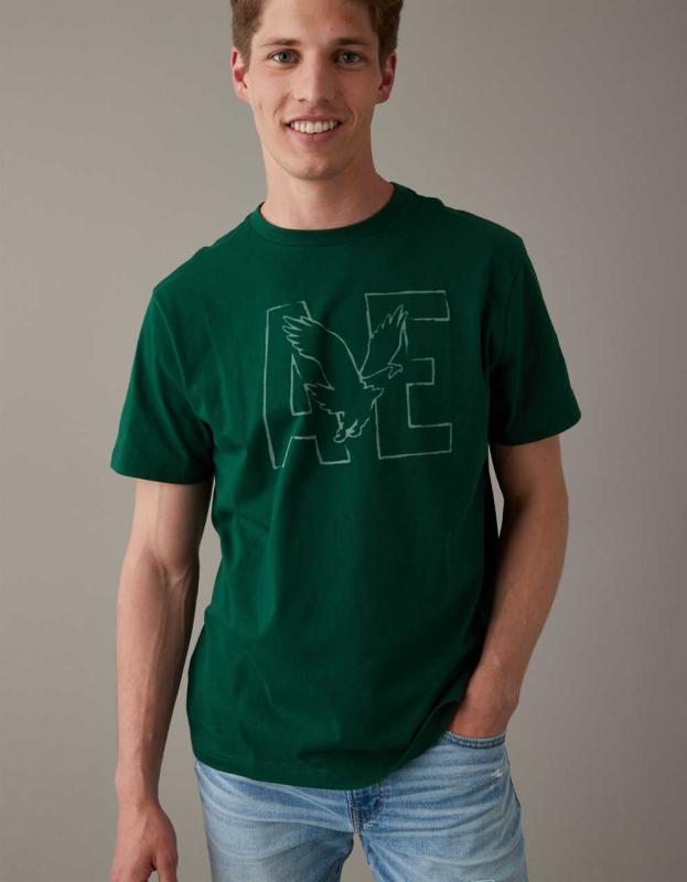 AE Logo Graphic T-Shirt - Emerald, L 