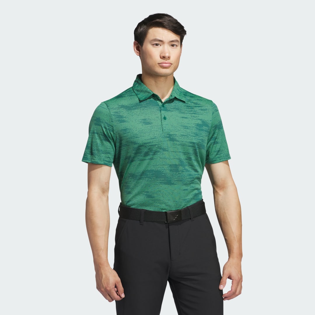 adidas Ultimate365 TextuRed Stripe Polo Shirt Golf A/L Men Preloved Green / Green