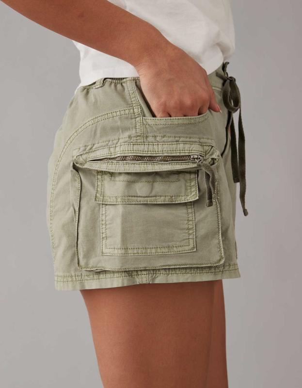AE Snappy Stretch High-Waisted Cargo Mini Skort - Olive Moss, 0 