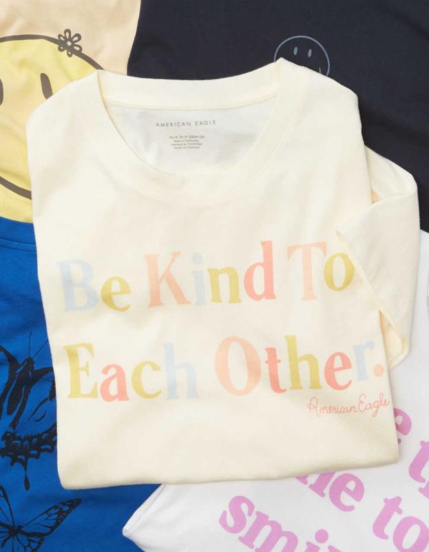 AE Oversized Graphic Tee - Cream, XS / S 