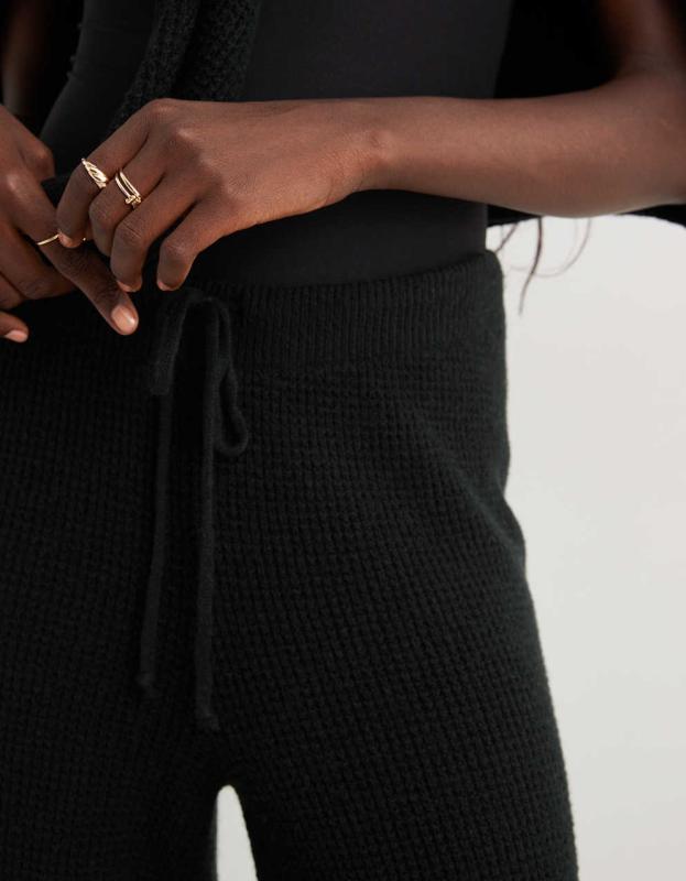 Aerie CozyUp Waffle Skater Pant - True Black, XS 